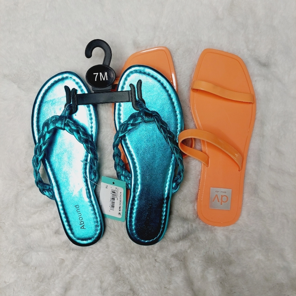 NEW Bundle of 2 Dolce Vita Sunshine Orange/ Abound Frannie Blue Flip-Flops S233